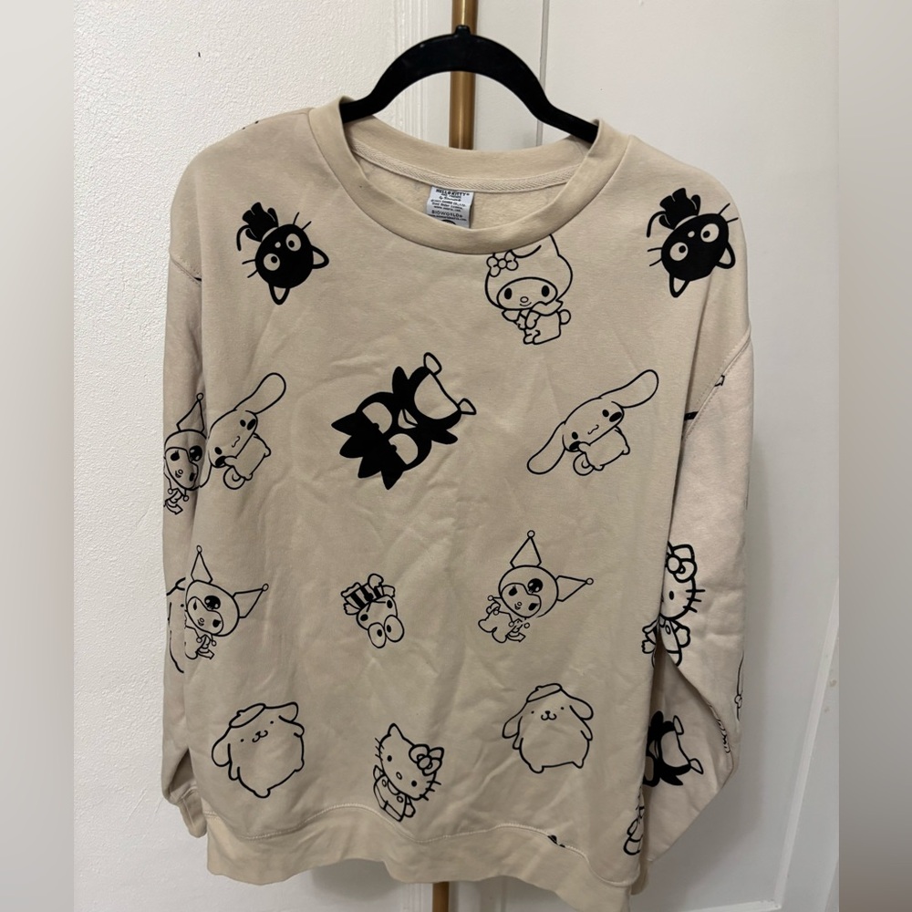 SANRIO Cute Character Print Beige Crewneck